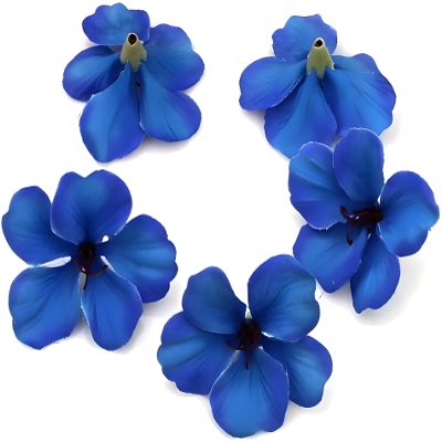 Coileswet StarGleam 100pcs/lot Spring Silk Orchid Artificial Flower Heads Gladiolus Cymbidium Flowers for Wedding Decoration (Royal Blue)