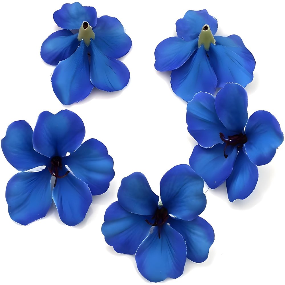 Coileswet StarGleam 100pcs/lot Spring Silk Orchid Artificial Flower Heads Gladiolus Cymbidium Flowers for Wedding Decoration (Royal Blue)