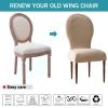 Dining Chairs Slipcovers With Round BackHigh End Velvet Curved Back Dining Chair CoverSet Of 4/2 Dining Room Chairs Covers Without Arms Modern Oval Side Chairs For Kitchen/Bedroom/Dining Room(Light view 3