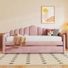 Bellemave Twin Size daybed with Trundle for Adults, Kids, Girls, Teens, daybeds with Trundle for Living Room, Velvet,Pink(Mattress not Included) view 3