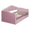 Bellemave Twin Size daybed with Trundle for Adults, Kids, Girls, Teens, daybeds with Trundle for Living Room, Velvet,Pink(Mattress not Included) view 4