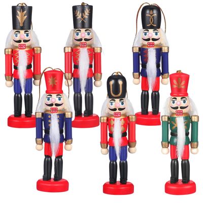 Cabilock Hanging Nutcracker Decorations Set of 6 Christmas Nutcracker Ornaments Wood Craft for Tree and Home Decor