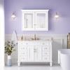 WELLFOR 40 x 30-in Bathroom Cabinet with Double-Side Mirrors, Wall Mounted Wood Mirror Storage Cabinet with 2 Soft-Close Door/ 4 Solid Wood Shelves, Anti-Fog Glass, Z-bar Hangs Vertically, White view 3