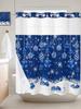 No Hook Shower Curtain with Snap in Liner Set Christmas Tree Shower Curtains for Bathroom Waterproof Fabric Blue Christmas Balls Bath Curtain with See Through Mesh Top Window for Hotel Spa 72x78 Inch view 2