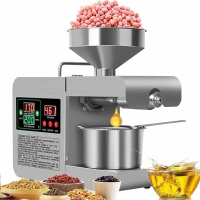 820W Commercial Automatic Oil Extractor Presser, Stainless Steel Home Oil Expeller, 0-250 Temperature Control, Easy to Disassemble