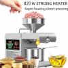 820W Commercial Automatic Oil Extractor Presser, Stainless Steel Home Oil Expeller, 0-250 Temperature Control, Easy to Disassemble view 2