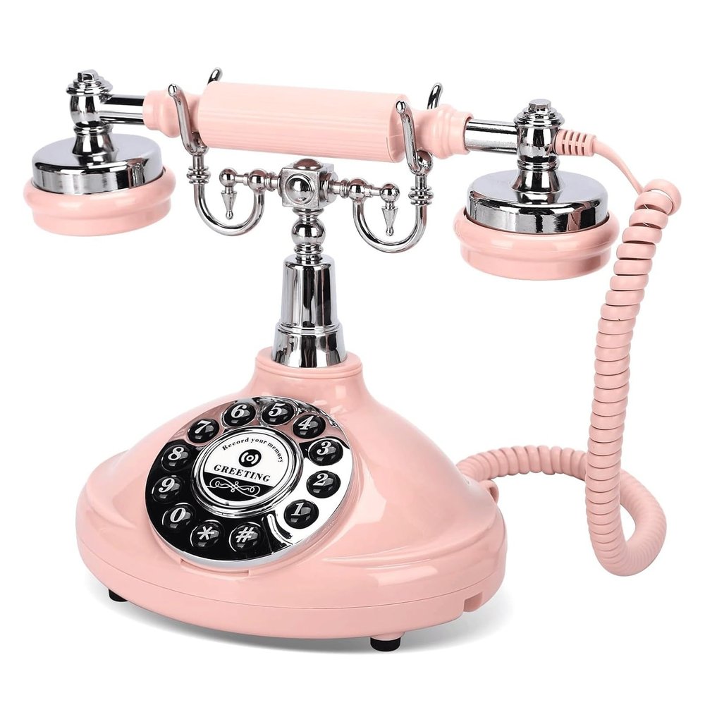 Audio Guest Book Wedding Phone, Retro Telephone Audio GuestBook - A Way to Record Your Special Occasions, for Parties, Birthdays,Weddings(Pink)