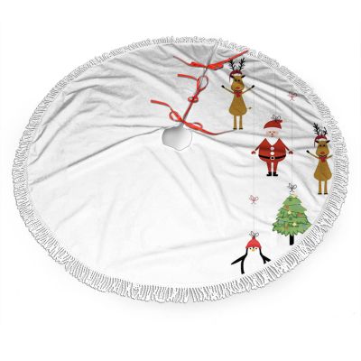 Christmas Christmas Tree Skirt,Reindeers Santa Claus Penguins,Xmas Tree Skirts for Christmas Decorations, New Year House Decoration Supplies,Brown 36" inches