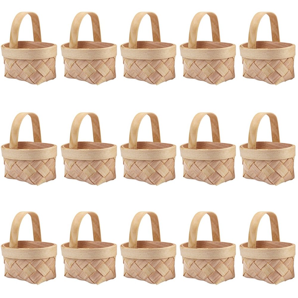 15Pcs Mini Woven Baskets with Handles for Wedding Party Favors