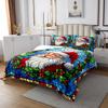 Santa Claus Kid Bedspread Twin Size,Merry Christmas Happy New Year Western Holiday Coverlet Set,Boys Girls Room Decor,Poinsettia Flower Geometric Quilted Coverlet,Xmas Bedding Quilt,1 Pillowcase view 2