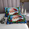 Santa Claus Kid Bedspread Twin Size,Merry Christmas Happy New Year Western Holiday Coverlet Set,Boys Girls Room Decor,Poinsettia Flower Geometric Quilted Coverlet,Xmas Bedding Quilt,1 Pillowcase view 3