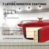 5QT Oval Dutch Oven Pot with Lid, Leonyo 5 Quart Enameled Oval Cast Iron Dutch Oven for Sourdough Bread Breaking, Heavy Duty Cookware for Braising, Stews, Roasting, Red view 3