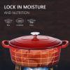 5QT Oval Dutch Oven Pot with Lid, Leonyo 5 Quart Enameled Oval Cast Iron Dutch Oven for Sourdough Bread Breaking, Heavy Duty Cookware for Braising, Stews, Roasting, Red view 4