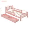 Guxeei Twin Size Platform Bed, Wooden Bed Frame with Two Storage Drawers and Guardrails on Both Sides for Bedroom, Wood Slat Support, No Box Spring Needed, Easy Assembly (Pink) view 2