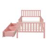 Guxeei Twin Size Platform Bed, Wooden Bed Frame with Two Storage Drawers and Guardrails on Both Sides for Bedroom, Wood Slat Support, No Box Spring Needed, Easy Assembly (Pink) view 4