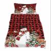 3 Piece Twin Sheet Set Red Christmas Snowman Sheets Set for Twin Size Bed, Soft Microfiber Bed Sheets Cooling Snowflake Xmas Tree Elk Black Buffalo Plaid Sheets, Fitted Sheet Deep Pocket, Pillowcases view 1