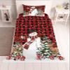 3 Piece Twin Sheet Set Red Christmas Snowman Sheets Set for Twin Size Bed, Soft Microfiber Bed Sheets Cooling Snowflake Xmas Tree Elk Black Buffalo Plaid Sheets, Fitted Sheet Deep Pocket, Pillowcases view 2