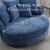 Aoiy & Wifon 59.8" W Oversized Barrel Chair, Round Accent Chair with Wheels, Extra Large Living Room Chair, Knitted Chenille, Blue view 3