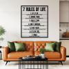 7 Rules of Life Metal Wall Art, Motivational Metal Wall Decor, Inspirational Quotes Metal Wall Art, 7 Rules of Life Wall Hanging, Positive Sayings Wall Decor, Home Office Wall Decor (White, 30"x25" | 75x63cm) view 2