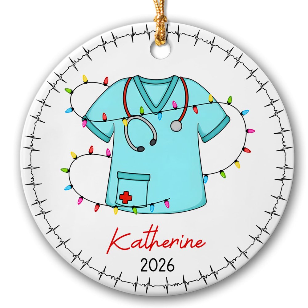 Personalized Nurse Ceramic Ornament Christmas 2026, Future Nurse Ornaments, Nursing Graduation Ornament Gift, Custom Name Year Xmas Ornament Gifts for Nurses RN Doctor Women, RN Xmas Tree Ornament