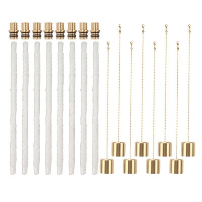 8Pack Wine Bottle Torch Kit,Long Lasting Flame,Torch Wick Cap,Brass Wick Holders,Copper Caps, for Garden Patio