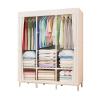 EVXOIJM Solid Wood Folding Wardrobe Doors,Portable Assembly Canvas Effect Wardrobe Solid Color Fabric Clothes Storage Rack view 4