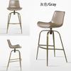 Bar Stool, Swivel Bar Stool, Australian Wax & Oil Cowhide Barstool, Counter Height Bar Stool with Back of metal frame, Carbon steel chair legs, for Dinner Room, Kitchen Island, Bar, Pub(Gray,55cm/21.7 view 2