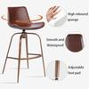 Bar Stool, Swivel Bar Stool, Australian Wax & Oil Cowhide Barstool, Counter Height Bar Stool with Back of metal frame, Carbon steel chair legs, for Dinner Room, Kitchen Island, Bar, Pub(Gray,55cm/21.7 view 3