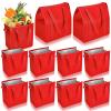 Locmeo 10 Pack Large Insulated Grocery Bags Reusable Shopping Bags with Zippered Top 13 x 12 x 7 Inch Thermal Cooler Totes Bulk with Handles for Hot Cold Food Delivery Refrigerator(Red) view 1