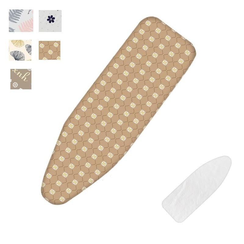 GSKFXJ 48x15in Scorch Resistant Iron Board Replacement Cover for Ironing Board Cotton Cover 36x12in Standard Size Ironing Board Pad, Adjustable(Beige,100x34cm)