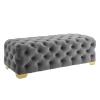 GSOUL End of Bed Bench Bedroom Ottoman Entryway Bench Rustic Fabric Upholstered Bedroom Bench Seat Button Tufted Ottoman Footrest Stool Ottoman Foot Rest Couch Long Bench(Gray,80 * 45 * 40cm) view 1