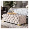 GSOUL End of Bed Bench Bedroom Ottoman Entryway Bench Rustic Fabric Upholstered Bedroom Bench Seat Button Tufted Ottoman Footrest Stool Ottoman Foot Rest Couch Long Bench(Gray,80 * 45 * 40cm) view 2