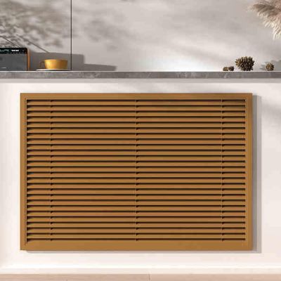 DIHRVTHC Radiator Cover Cabinet Shelf, Shielding Storage Design, Louvered Grill Shelf Cabinet, Modern Vertical Grill Slats Storage Organizer, Living Room Bedroom Bathroom Cabinet(Brown,120CM)