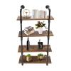ACNAO Industrial Pipe Shelf, Wall Mounted Metal Floating Shelves, 4 Tiers Wall Shelf Unit Bookshelf Hanging Wall Shelves for Living Room, Bathroom, Kitchen Bar, Office (24 * 9.8 * 43.2 inch) view 1