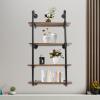 ACNAO Industrial Pipe Shelf, Wall Mounted Metal Floating Shelves, 4 Tiers Wall Shelf Unit Bookshelf Hanging Wall Shelves for Living Room, Bathroom, Kitchen Bar, Office (24 * 9.8 * 43.2 inch) view 2