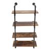 ACNAO Industrial Pipe Shelf, Wall Mounted Metal Floating Shelves, 4 Tiers Wall Shelf Unit Bookshelf Hanging Wall Shelves for Living Room, Bathroom, Kitchen Bar, Office (24 * 9.8 * 43.2 inch) view 4