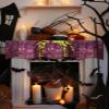 ZFUNCING Halloween Scary Castle Tree Branch Mantel Scarf Fireplace Top Runner,Mantel Scarves Cover Table Runners for Home Daily Use Holiday Party Decor 90x17in,Yellow Full Moon Purple Black view 3
