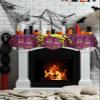 ZFUNCING Halloween Scary Castle Tree Branch Mantel Scarf Fireplace Top Runner,Mantel Scarves Cover Table Runners for Home Daily Use Holiday Party Decor 90x17in,Yellow Full Moon Purple Black view 4