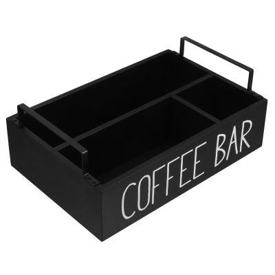 Cabilock 1pc Wooden Multi-compartment Storage Box for Tea and Coffee Organizing Stylish Desktop Holder for Sugar Packets and Tea Bags for Home Office Use
