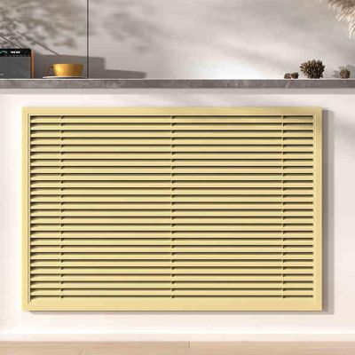 DIHRVTHC Radiator Cover Cabinet Shelf, Shielding Storage Design, Louvered Grill Shelf Cabinet, Modern Vertical Grill Slats Storage Organizer, Living Room Bedroom Bathroom Cabinet(Yellow,120CM)