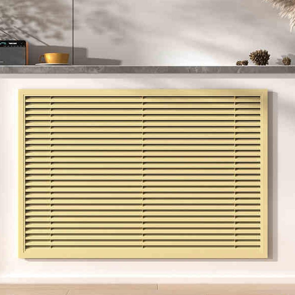 DIHRVTHC Radiator Cover Cabinet Shelf, Shielding Storage Design, Louvered Grill Shelf Cabinet, Modern Vertical Grill Slats Storage Organizer, Living Room Bedroom Bathroom Cabinet(Yellow,120CM)