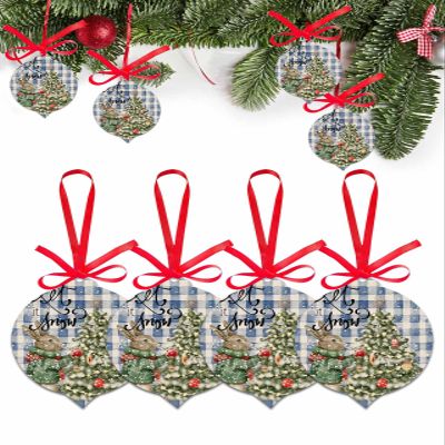 2024 Christmas Ornament Winter Christmas Rabbit Xmas Tree,Acrylic Hanging Accessories Xmas Tree Decoration for Holiday Party,Snowflake on Blue White Buffalo Leaf Shape Pendant Gift Tags 4 Pieces