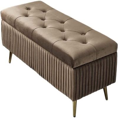 LYNEFOIN Bedroom Shoe Stool, Storage Velvet Shoe Stool with 4 Metal Legs Upholstered Footstool Bedroom Living Room Hallway Storage Bench, for Entryway Hallway Living Room Bedroom (Color : L