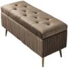 LYNEFOIN Bedroom Shoe Stool, Storage Velvet Shoe Stool with 4 Metal Legs Upholstered Footstool Bedroom Living Room Hallway Storage Bench, for Entryway Hallway Living Room Bedroom (Color : L view 2