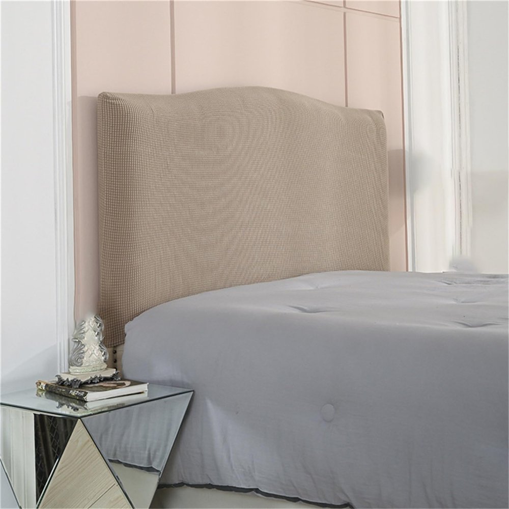 YUEYUZ Stretch Bed Headboard Slipcover, Headboard Covers for King/Double Bed, Dust Proof Bed Head Protector Cover for Bedroom Decor, Washable(Khaki,Cal king/220cm/87in)