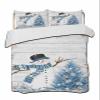 Quilts Twin XL Size Christmas Coastal Soft Comforter Bedding Set for Bed, Blue Snowman Coral Starfish Snowflake Lightweight Quilte Bedspread with Pillow Cover(2 Pieces) for All Season, 68x98 Inch view 1