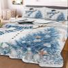 Quilts Twin XL Size Christmas Coastal Soft Comforter Bedding Set for Bed, Blue Snowman Coral Starfish Snowflake Lightweight Quilte Bedspread with Pillow Cover(2 Pieces) for All Season, 68x98 Inch view 2