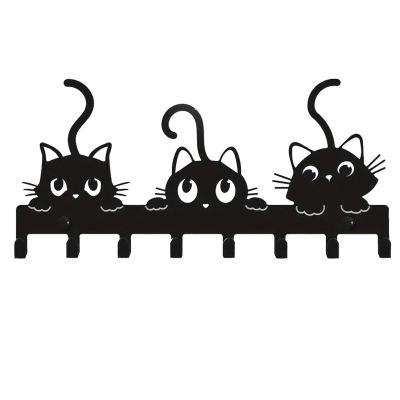 Adorable Cat Key Holder - Wall-Mounted Cat Key Rack, Animal Coat Hooks | Cartooni Wall Decor Key Organizer, Heavy-Duty Cat Key Hook, Stylish Coat Hook, Cat Key Chain Holder for Keys, Hats, Scarves