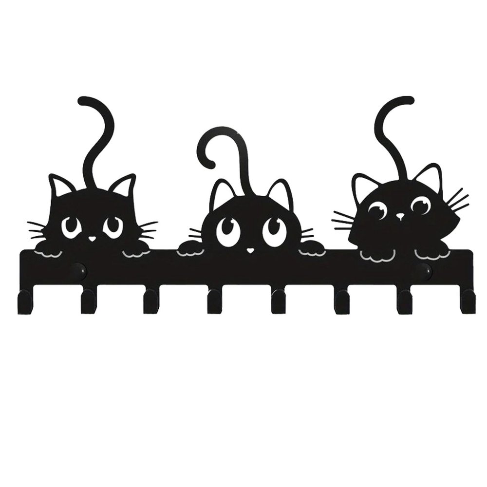 Adorable Cat Key Holder - Wall-Mounted Cat Key Rack, Animal Coat Hooks | Cartooni Wall Decor Key Organizer, Heavy-Duty Cat Key Hook, Stylish Coat Hook, Cat Key Chain Holder for Keys, Hats, Scarves