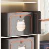 Srliya Clothes Storage Bag with Steel Frame Large Capacity Foldable Clothes Storage Bin Closet Organizer with Cat Window (Gray) view 2